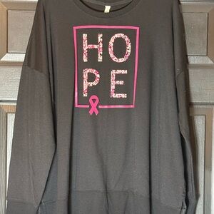 Ideology Black long sleeve tee women’s breast cancer HOPE shirt